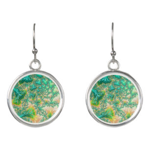 Bohemian Vibrant Trippy Fractal Abstract Spiral Earrings