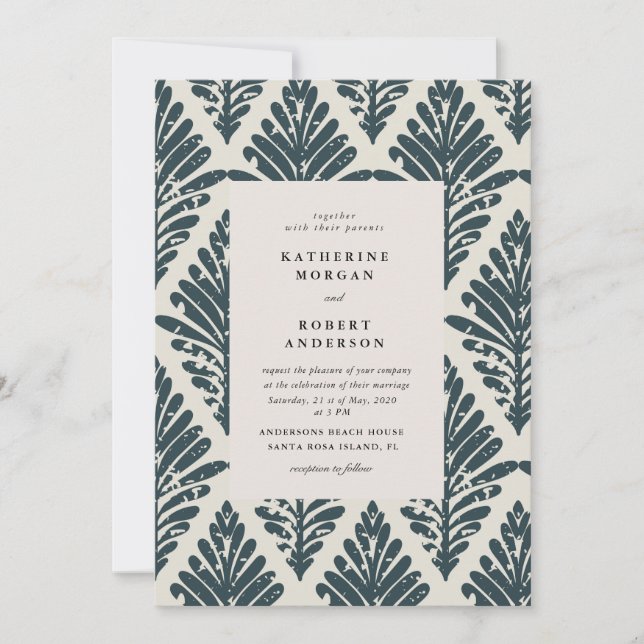 Bohemian vintage budget wedding invitation (Front)