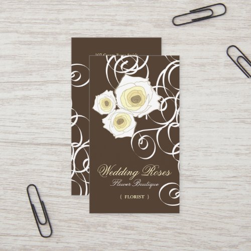 fatfatin Cream Roses &amp; Swirls Profile Card Business Cards