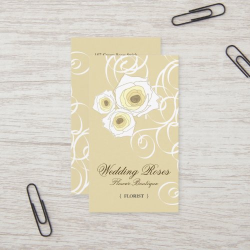 fatfatin Cream Roses &amp; Swirls Profile Card Business Card Template