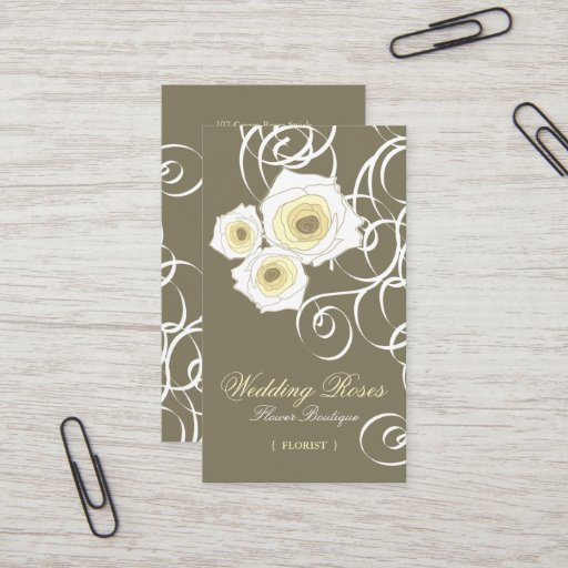 Customizable fatfatin Cream Roses &amp; Swirls Profile Card Business Cards