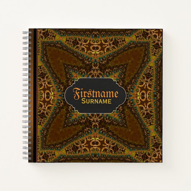 Bohemian Vintage Custom Name Guestbook Notebook (Front)