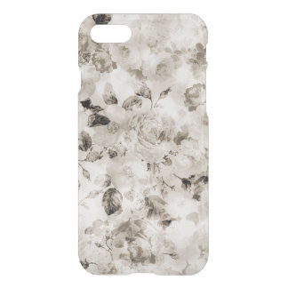 Bohemian vintage elegant white gray roses floral iPhone SE/8/7 case