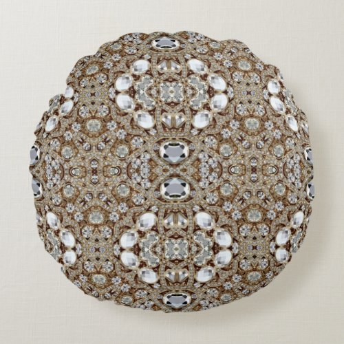 bohemian vintage fashion silver black and gold  round pillow