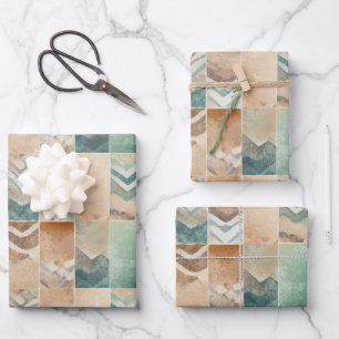 Bohemian Vintage Geometric Turquoise Pattern Wrap Wrapping Paper Sheets