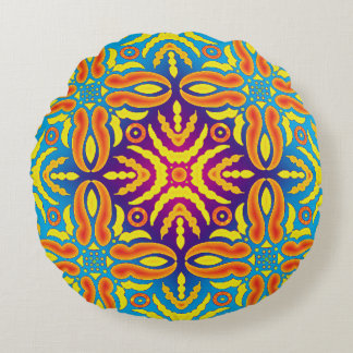 Bohemian Vintage Pastel Motif Round Pillow