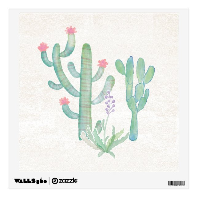 Bohemian Watercolor Cactus Wall Decal (Front)