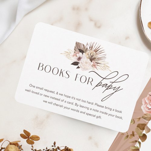 Bohemian Watercolor Floral Books For Baby Shower Enclosure Card