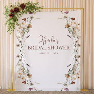 Bohemian Watercolor Floral Bridal Shower Backdrop