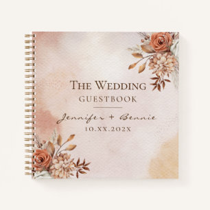 Bohemian Watercolor Floral Flower Fall Wedding Notebook