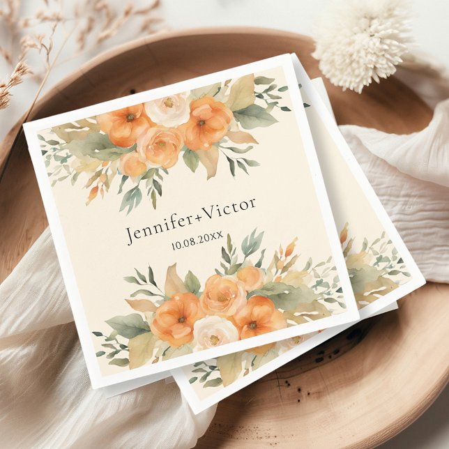 Bohemian Watercolor Flowers Wedding Napkins (Creator Uploaded)