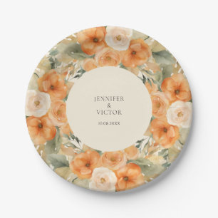 Bohemian Watercolor Flowers Wedding Paper Plates