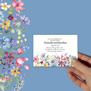 Bohemian Watercolor Garden Flowers PhotoRehearsal Invitation
