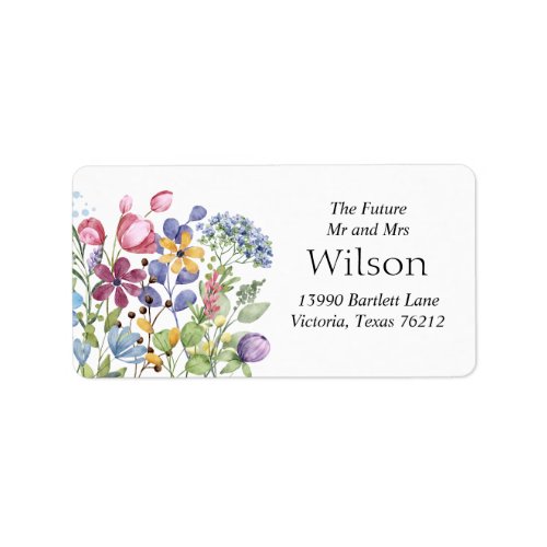 Bohemian Watercolor Garden Flowers Return Address Label