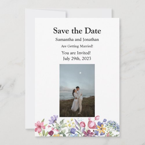 Bohemian Watercolor Garden Flowers save the date Invitation