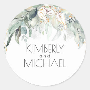 Bohemian Watercolor Greenery Romantic Summer Classic Round Sticker