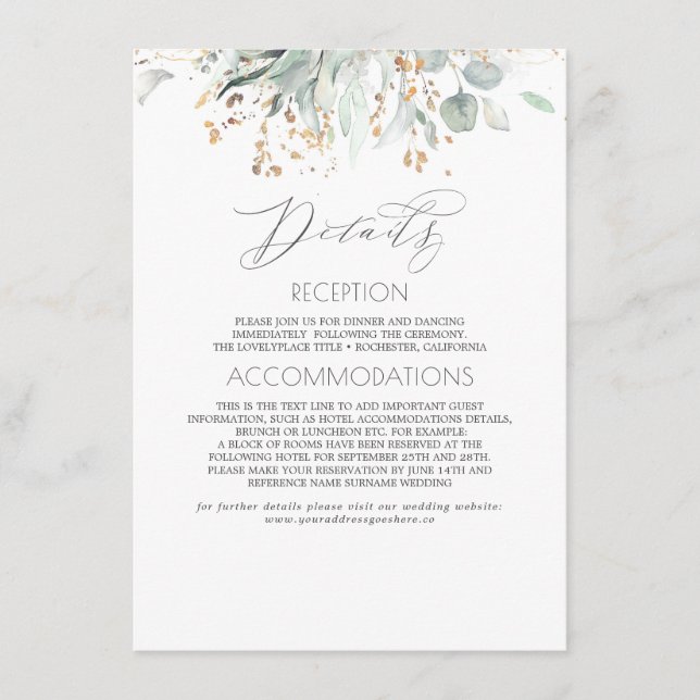 Bohemian Watercolor Greenery Wedding Information Enclosure Card (Front)