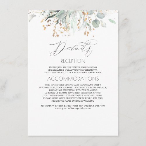 Bohemian Watercolor Greenery Wedding Information Enclosure Card