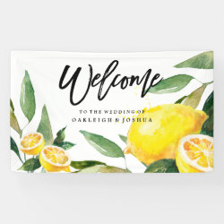 Bohemian Watercolor Lemon Wedding Banner