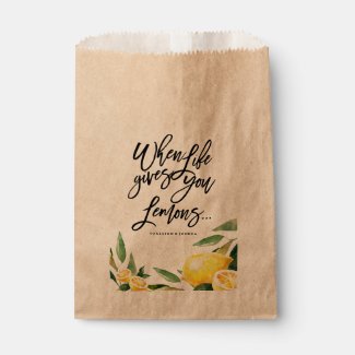 Bohemian Watercolor Lemon Wedding Favour Bag