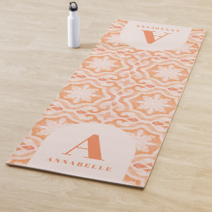 Bohemian watercolor pastel moroccan peach pink yoga mat