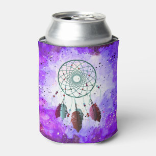 Bohemian Watercolor Space Nebula Dream Catcher Can Cooler