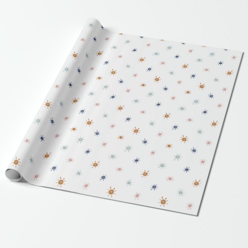 Bohemian Watercolor Suns in Earth Tones Wrapping Paper