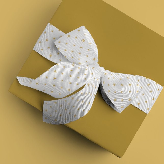 Bohemian Watercolor Suns in Yellow Grosgrain Ribbon (Yellow watercolor dotted suns ribbon)
