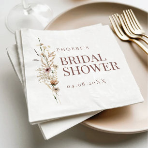 Bohemian Watercolor Wildflower Bridal Shower Napkins