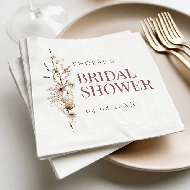 Bohemian Watercolor Wildflower Bridal Shower Napkins (Creator Uploaded)