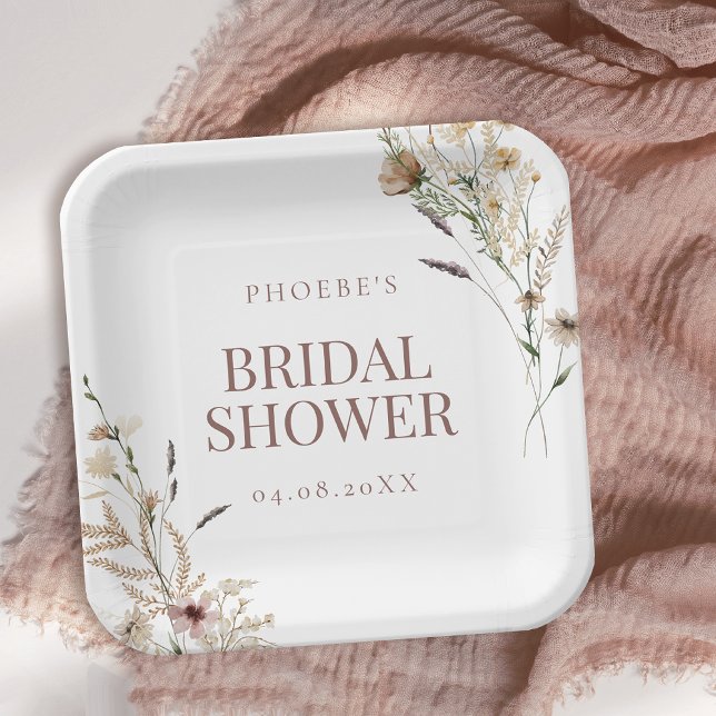 Bohemian Watercolor Wildflower Bridal Shower Paper Plates (Creator Uploaded)