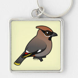 Bohemian Waxwing Premium Square Keychain