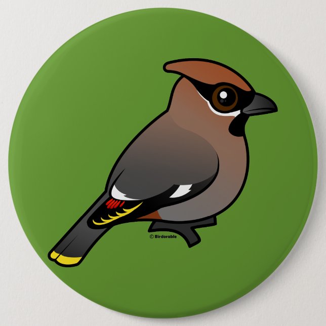 Bohemian Waxwing Pinback Button (Front)