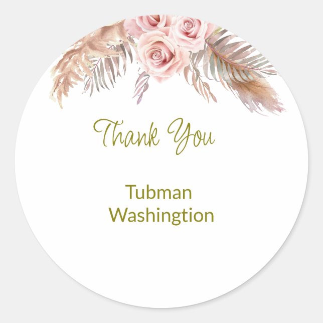 Bohemian  Wedding Favor Classic Round S Sticker (Front)