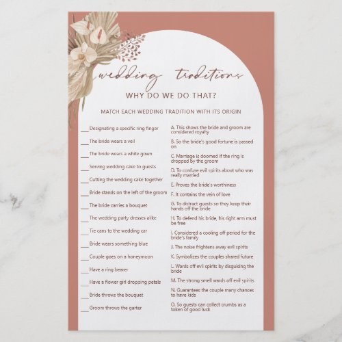 Bohemian wedding traditions bridal shower game fly flyer