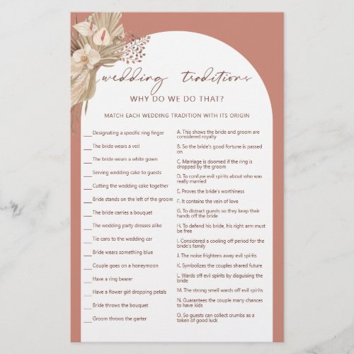 Bohemian wedding traditions bridal shower game fly flyer