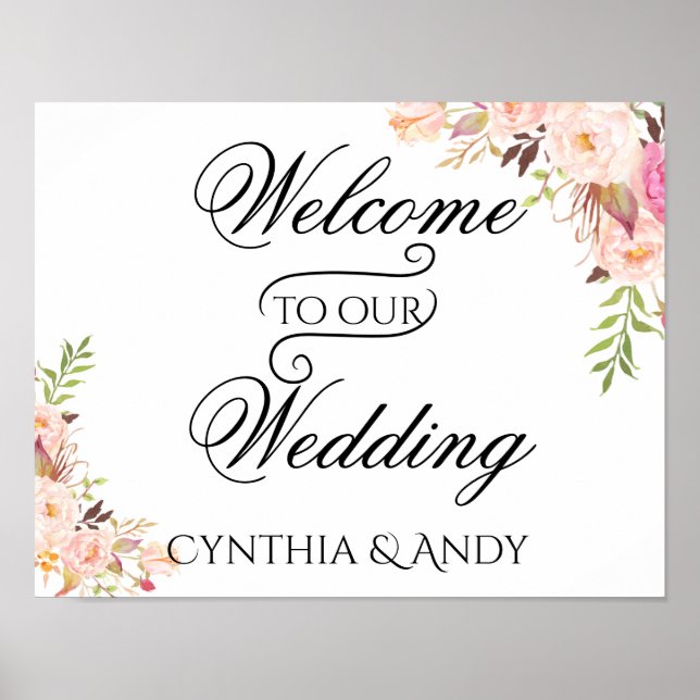 Bohemian Welcome to Our Wedding Poster Sign (Front)