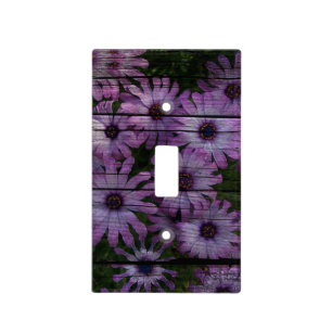 Bohemian Western Country Barn Board purple daisy Light Switch Cover