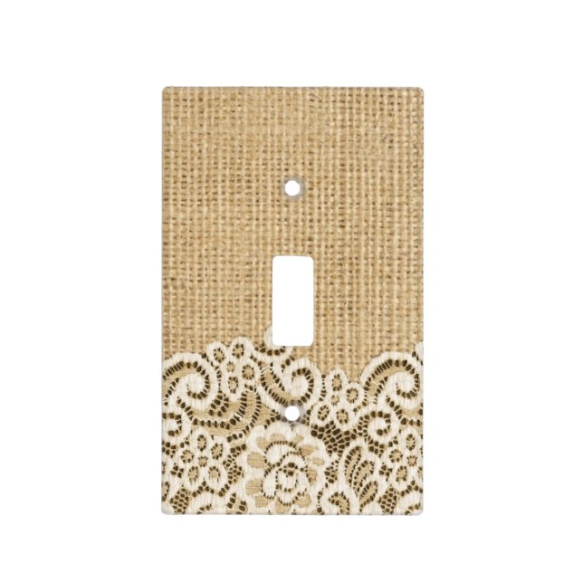 Bohemian Western country rustic burlap and lace Light Switch Cover (Front)