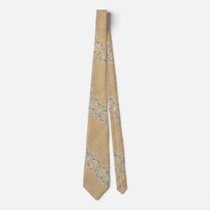 Bohemian Western country rustic burlap and lace Neck Tie