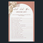 Bohemian what did the groom say bridal shower flye flyer<br><div class="desc">Designed to coordinate with our Boho Terracotta Pampas Grass Collection, this bohemian style what did the groom say bridal shower game features the trendy & popular arch in terracotta hues. For more advanced customisation of this design, e.g. changing layout, font or text size please click the "CUSTOMIZE" button above. Please...</div>