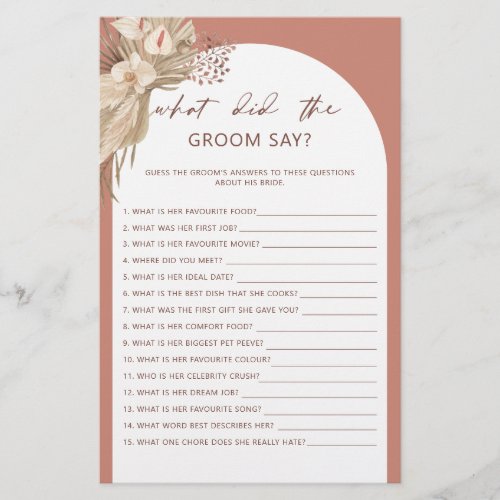 Bohemian what did the groom say bridal shower flye flyer