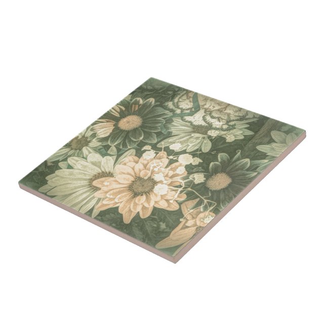 bohemian whimsical summer daisy wildflower tile (Side)