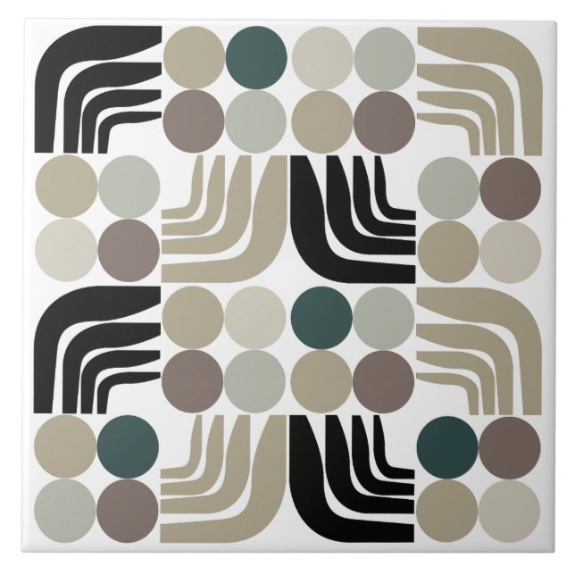 Bohemian White Black Grey Ceramic Tile (Front)
