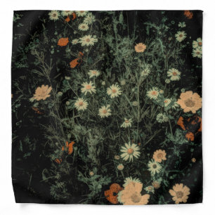 bohemian white daisy wildflower black floral bandana