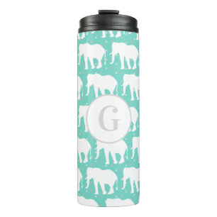 Bohemian White Elephants & Gray Triangles Thermal Tumbler