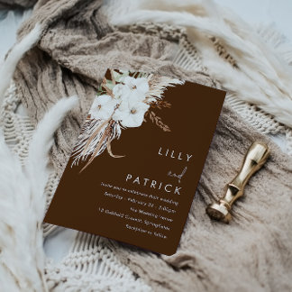 Bohemian White Floral Modern Wedding Invitation