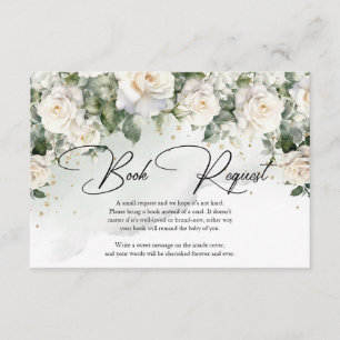 Bohemian white roses eucalyptus green and gold enclosure card