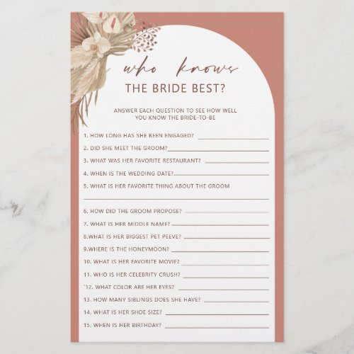 Bohemian who knows the bride best bridal shower flyer