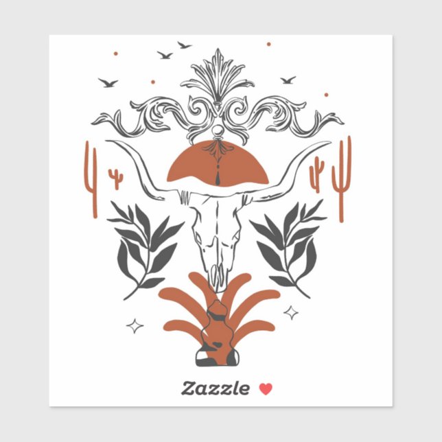 Bohemian wild west contemporary art sticker (Sheet)